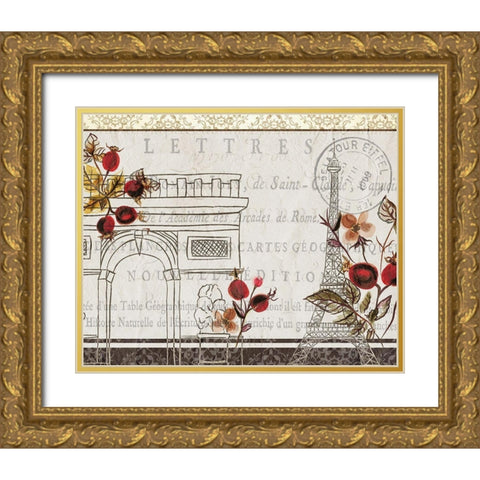 Paris Mon Amour 5 Gold Ornate Wood Framed Art Print with Double Matting by Kimberly, Allen
