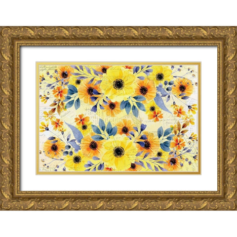 Yellow Summer Blooming  Gold Ornate Wood Framed Art Print with Double Matting by Kimberly, Allen