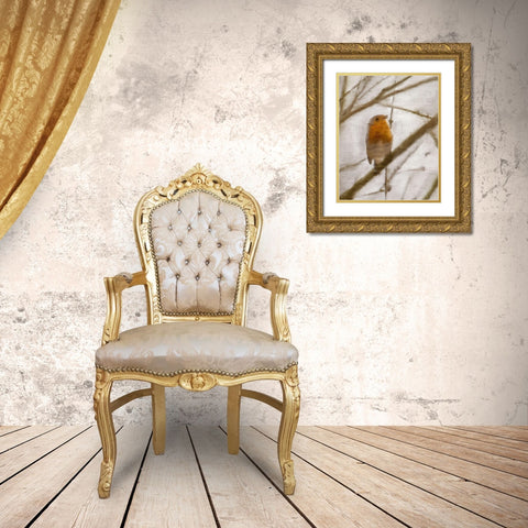 Bird on a Branch 1 Gold Ornate Wood Framed Art Print with Double Matting by Kimberly, Allen