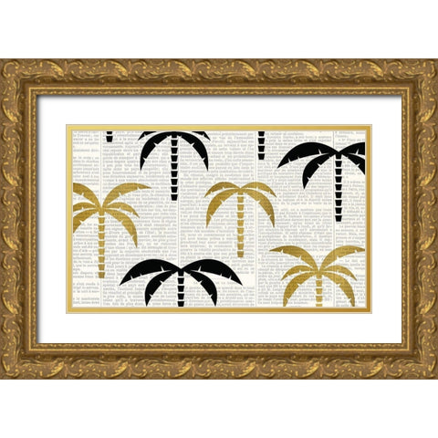 Newspaper Tropics 1 Gold Ornate Wood Framed Art Print with Double Matting by Kimberly, Allen