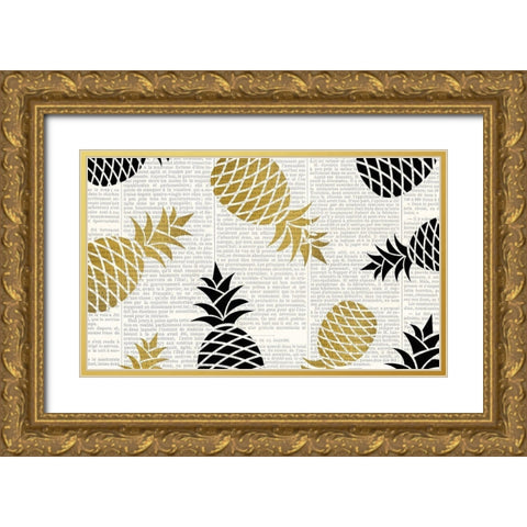 Newspaper Tropics 2 Gold Ornate Wood Framed Art Print with Double Matting by Kimberly, Allen