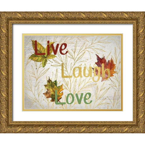Sentimental Leaves Gold Ornate Wood Framed Art Print with Double Matting by Kimberly, Allen