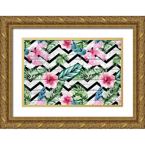 Tropic Notes Gold Ornate Wood Framed Art Print with Double Matting by Kimberly, Allen