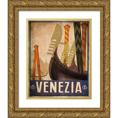 Vintage Travel Poster 2 Gold Ornate Wood Framed Art Print with Double Matting by Kimberly, Allen