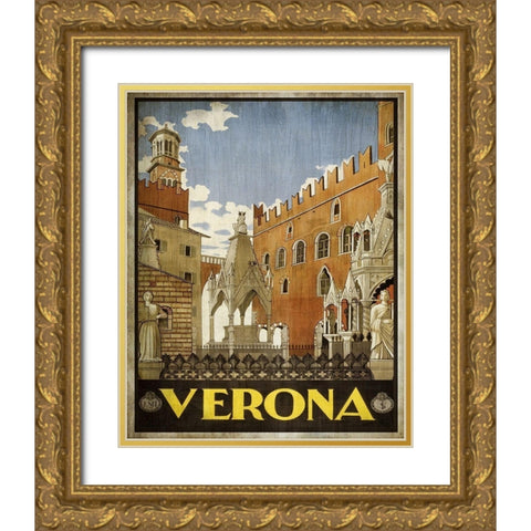 Vintage Travel Poster 3 Gold Ornate Wood Framed Art Print with Double Matting by Kimberly, Allen