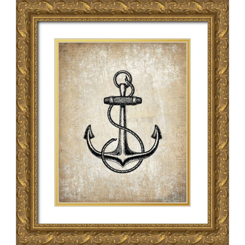 Anchors Away 1 Gold Ornate Wood Framed Art Print with Double Matting by Kimberly, Allen