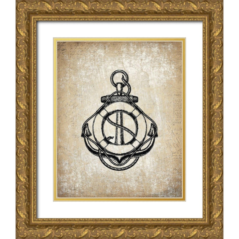 Anchors Away 3 Gold Ornate Wood Framed Art Print with Double Matting by Kimberly, Allen