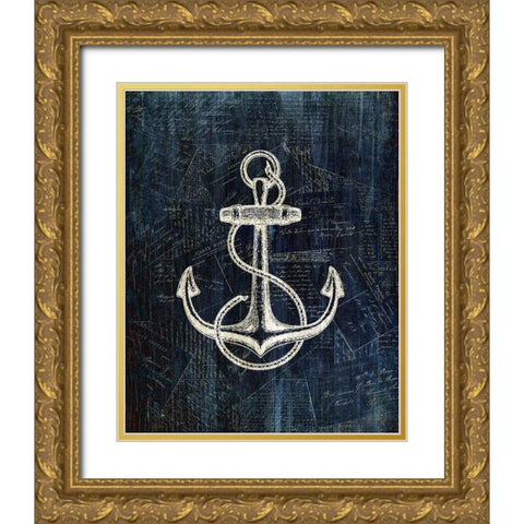 Inverted Anchors Away 1 Gold Ornate Wood Framed Art Print with Double Matting by Kimberly, Allen