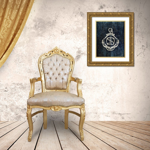 Inverted Anchors Away 3 Gold Ornate Wood Framed Art Print with Double Matting by Kimberly, Allen