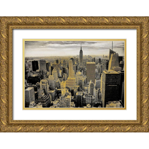 Manhattan Gold Ornate Wood Framed Art Print with Double Matting by Kimberly, Allen