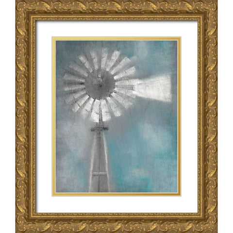 Windmill Gold Ornate Wood Framed Art Print with Double Matting by Allen, Kimberly