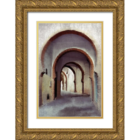 Streets of Morocco Gold Ornate Wood Framed Art Print with Double Matting by Kimberly, Allen