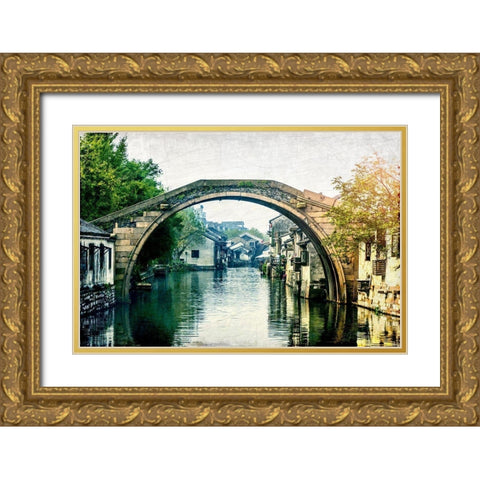 Through the Village Gold Ornate Wood Framed Art Print with Double Matting by Kimberly, Allen