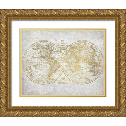 No. 1 World Map Gold Ornate Wood Framed Art Print with Double Matting by Kimberly, Allen