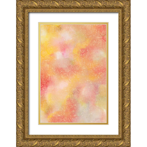Sunburst of Orange Gold Ornate Wood Framed Art Print with Double Matting by Kimberly, Allen