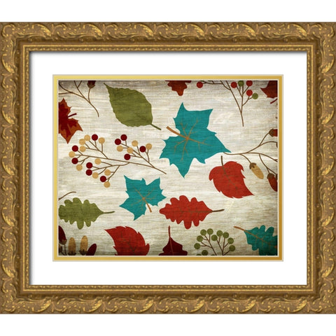 Fall Foliage V2 Gold Ornate Wood Framed Art Print with Double Matting by Kimberly, Allen