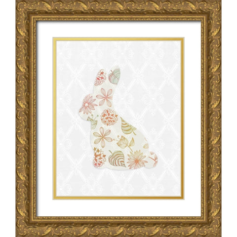 Latice Bunny 3 Gold Ornate Wood Framed Art Print with Double Matting by Kimberly, Allen