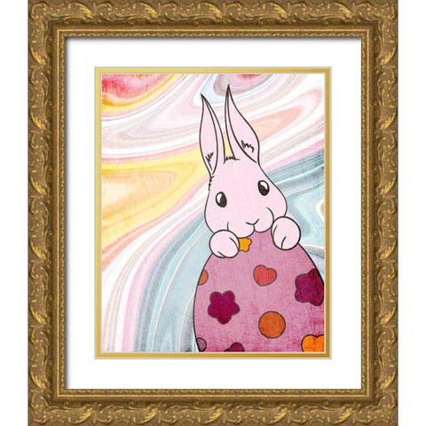 Marbled Bunny 1 Gold Ornate Wood Framed Art Print with Double Matting by Kimberly, Allen