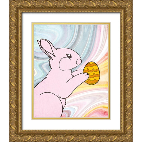 Marbled Bunny 2 Gold Ornate Wood Framed Art Print with Double Matting by Kimberly, Allen