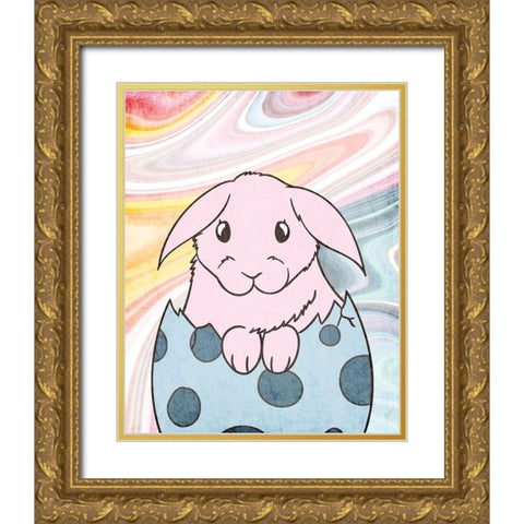 Marbled Bunny 3 Gold Ornate Wood Framed Art Print with Double Matting by Kimberly, Allen