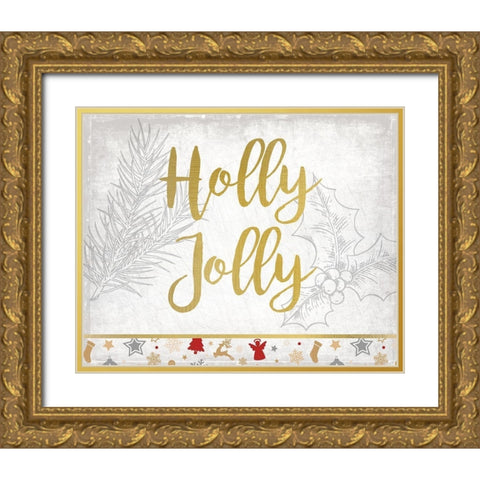 Christmas Jingle 5 Gold Ornate Wood Framed Art Print with Double Matting by Kimberly, Allen