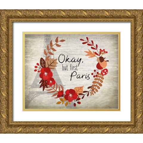 Paris in the Fall 4 Gold Ornate Wood Framed Art Print with Double Matting by Kimberly, Allen