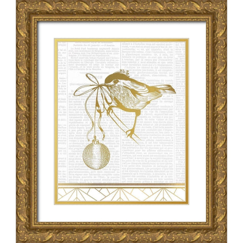 Newspaper Christmas 3 Gold Ornate Wood Framed Art Print with Double Matting by Kimberly, Allen