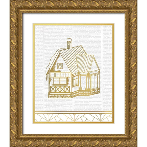 Newspaper Christmas 4 Gold Ornate Wood Framed Art Print with Double Matting by Kimberly, Allen