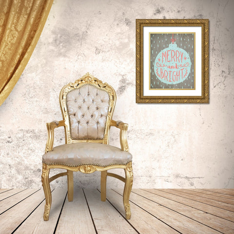Merry and Bright 3 Gold Ornate Wood Framed Art Print with Double Matting by Kimberly, Allen