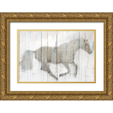 Whitewash Horse Gold Ornate Wood Framed Art Print with Double Matting by Allen, Kimberly