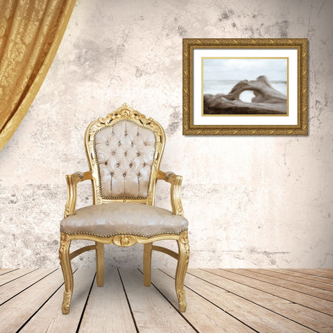 Driftwood Beach Gold Ornate Wood Framed Art Print with Double Matting by Kimberly, Allen