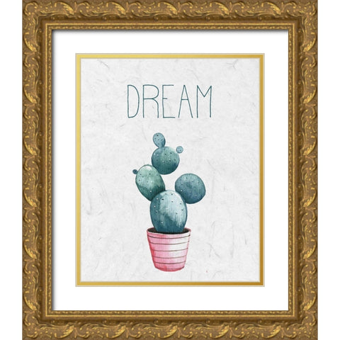 Cactus Pink 1 Gold Ornate Wood Framed Art Print with Double Matting by Allen, Kimberly
