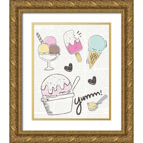 Yum 2 Gold Ornate Wood Framed Art Print with Double Matting by Kimberly, Allen