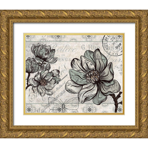 Country Magnolia 4 Gold Ornate Wood Framed Art Print with Double Matting by Kimberly, Allen