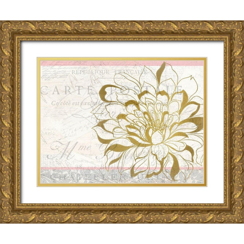 Pink and Gold Bloom 1 Gold Ornate Wood Framed Art Print with Double Matting by Kimberly, Allen