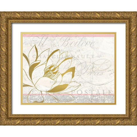 Pink and Gold Bloom 2 Gold Ornate Wood Framed Art Print with Double Matting by Kimberly, Allen