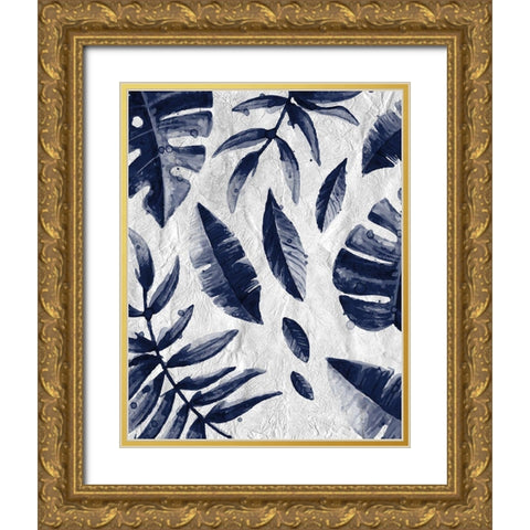 Tropic Indigo Leaves 1 Gold Ornate Wood Framed Art Print with Double Matting by Allen, Kimberly