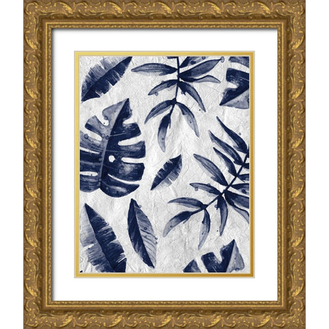 Tropic Indigo Leaves 2 Gold Ornate Wood Framed Art Print with Double Matting by Allen, Kimberly