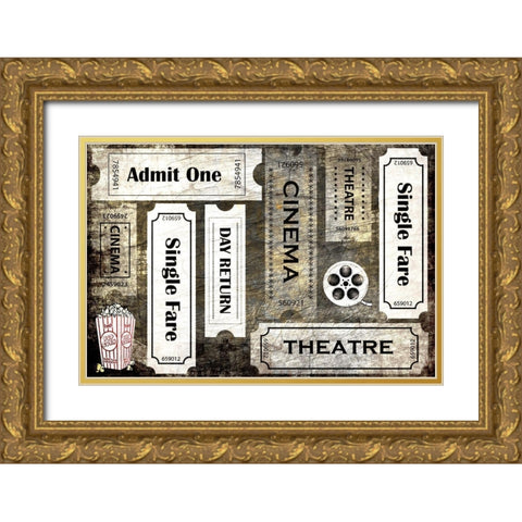 Admit One Gold Ornate Wood Framed Art Print with Double Matting by Kimberly, Allen