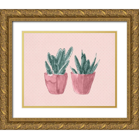 Two Pink Gold Ornate Wood Framed Art Print with Double Matting by Kimberly, Allen