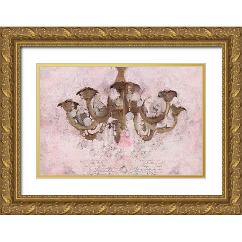 Blush Chandelier Gold Ornate Wood Framed Art Print with Double Matting by Kimberly, Allen