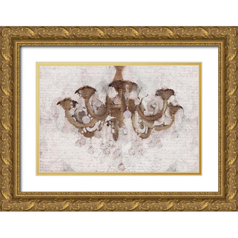 Blush Chandelier V2 Gold Ornate Wood Framed Art Print with Double Matting by Kimberly, Allen