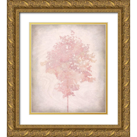 Pink Tree 1 Gold Ornate Wood Framed Art Print with Double Matting by Kimberly, Allen