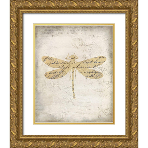 Dragonfly Letters 2 Gold Ornate Wood Framed Art Print with Double Matting by Kimberly, Allen