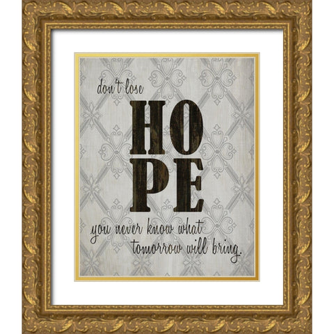 HOPE Gold Ornate Wood Framed Art Print with Double Matting by Kimberly, Allen