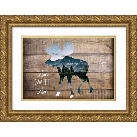 Cabin Sweet Cabin Gold Ornate Wood Framed Art Print with Double Matting by Kimberly, Allen