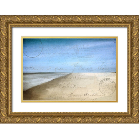 Letters by the Sea Gold Ornate Wood Framed Art Print with Double Matting by Kimberly, Allen