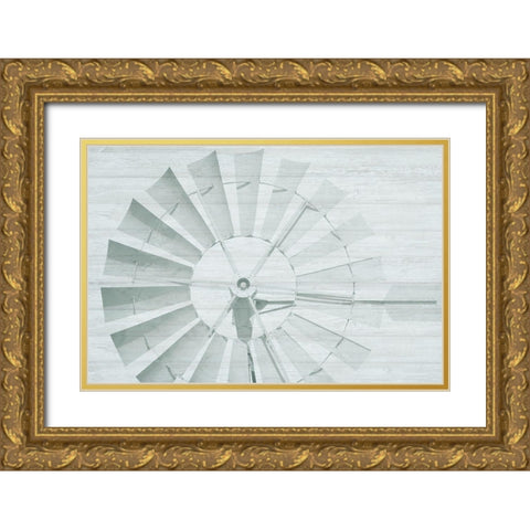 Windmill Gold Ornate Wood Framed Art Print with Double Matting by Kimberly, Allen