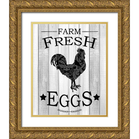 Farm Fresh Eggs Gold Ornate Wood Framed Art Print with Double Matting by Kimberly, Allen