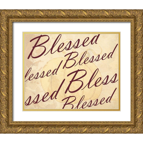Blessed Gold Ornate Wood Framed Art Print with Double Matting by Kimberly, Allen